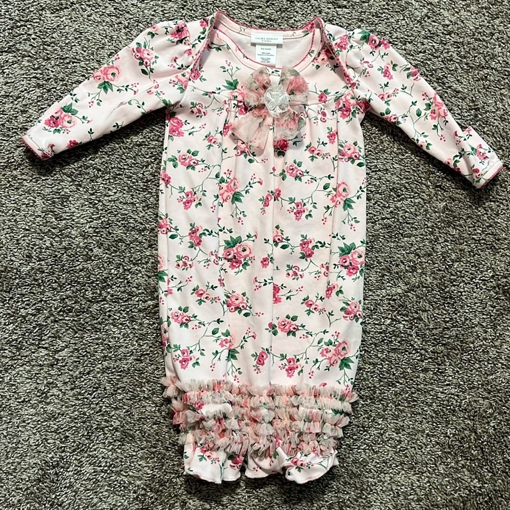 Laura Ashley Floral 0-6M Infant Sleeper Gown
